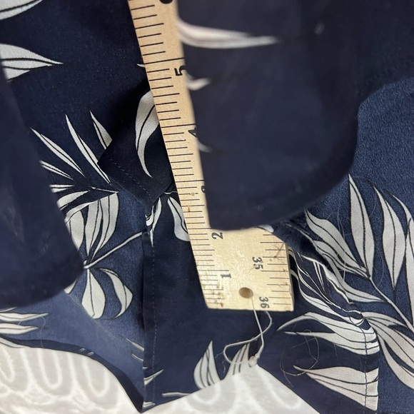 NAVY BLUE FERN WHITE PRINT BOTANICAL ROMPER VACATION EASY FAST COMFORTABLE 1X - Picture 7 of 12